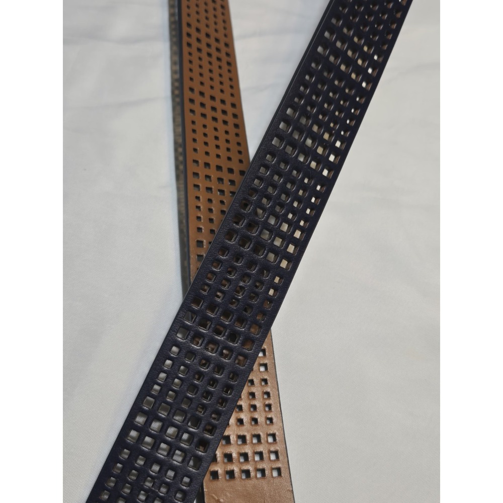 Chaps Perforated Navy Blue Mens Belt NWT Size Med Up To 40" Work Casual Leather